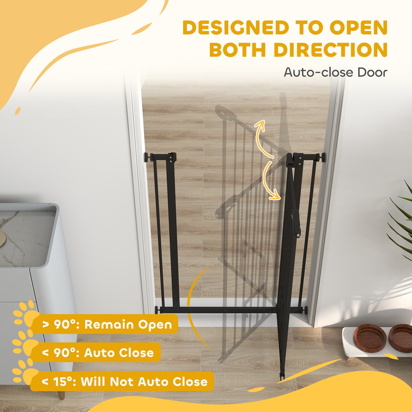 41" Easy Open Indoor Dog Gates for Doorways, House, Stair - Black