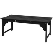 Wooden Garden Bench, Patio Double Park Bench with Slatted Seat, Front Porch Backless Bench, Black