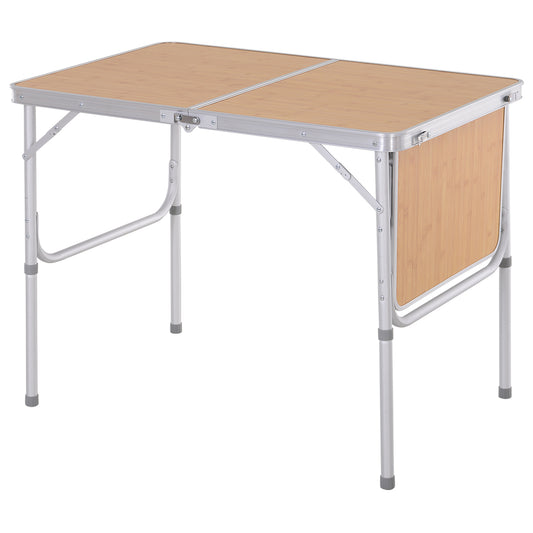 3ft Picnic Table with Slide Shelf Outdoor Portable Aluminum Folding Table 2 Adjustable Height
