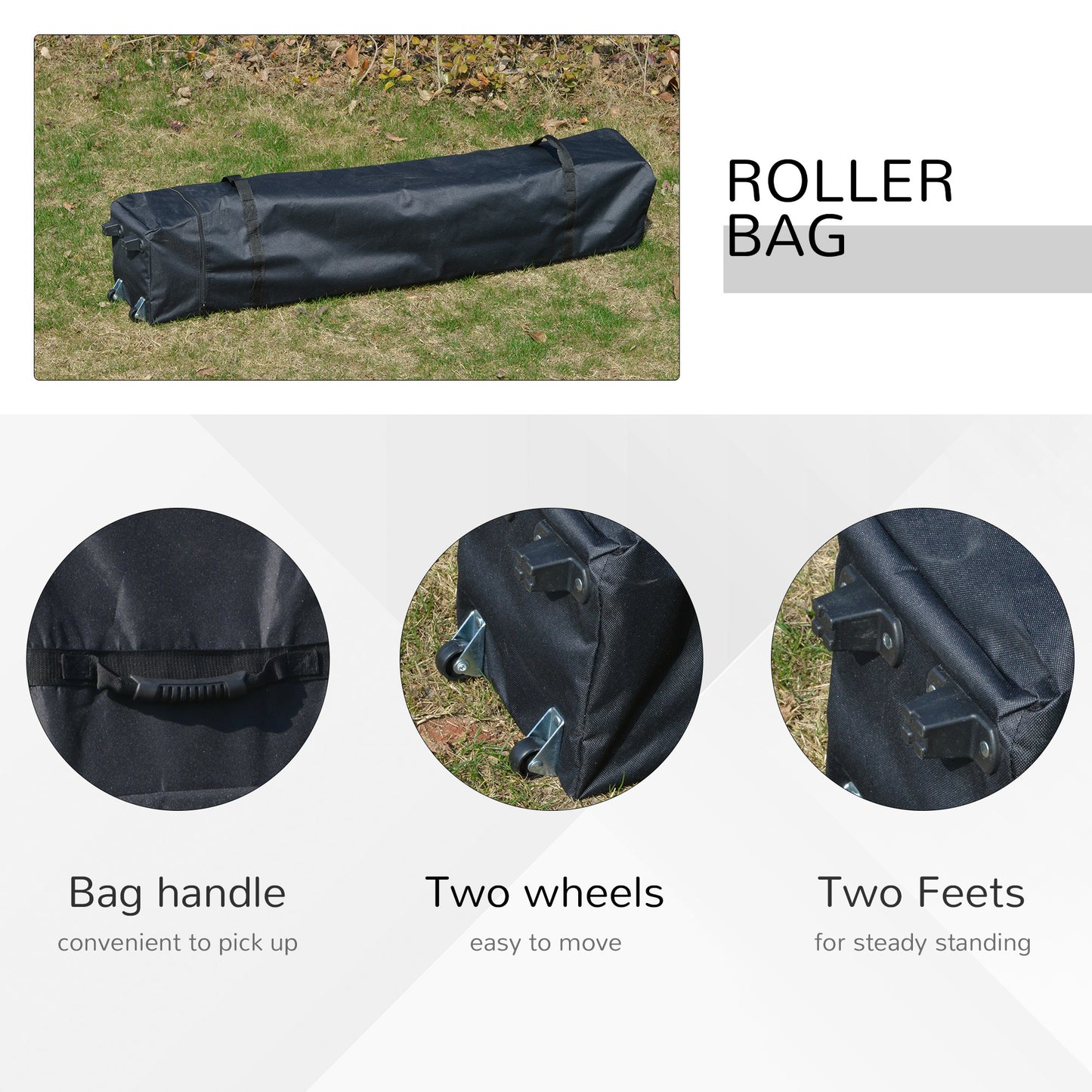 10' x 10' Pop Up Canopy Tent with Airy Top Vents and Wheeled Carry Bag for Outdoor, Garden, Patio, Black