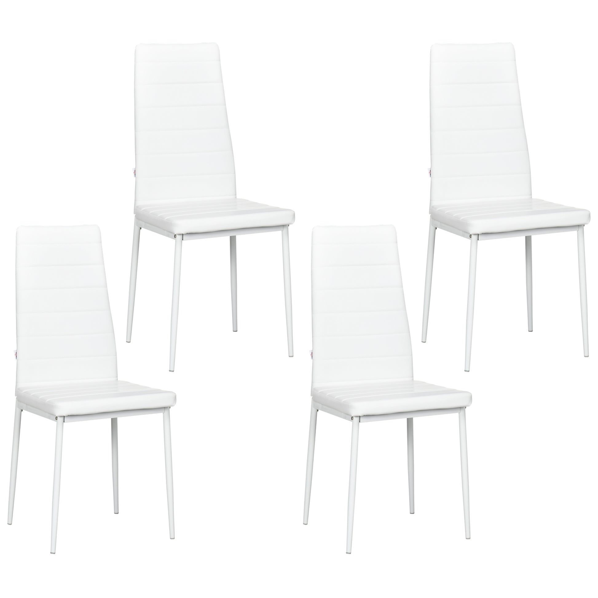 Modern Dining Chairs, Set of 4, High Back PU leather Upholstery and Metal Legs for the Living Room, Kitchen, Home Office, White