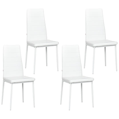 Modern Dining Chairs, Set of 4, High Back PU leather Upholstery and Metal Legs for the Living Room, Kitchen, Home Office, White
