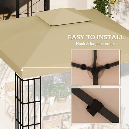 10' x 10' 2-Tier Canopy Replacement Cover Outdoor Garden Gazebo Top Cover, Beige