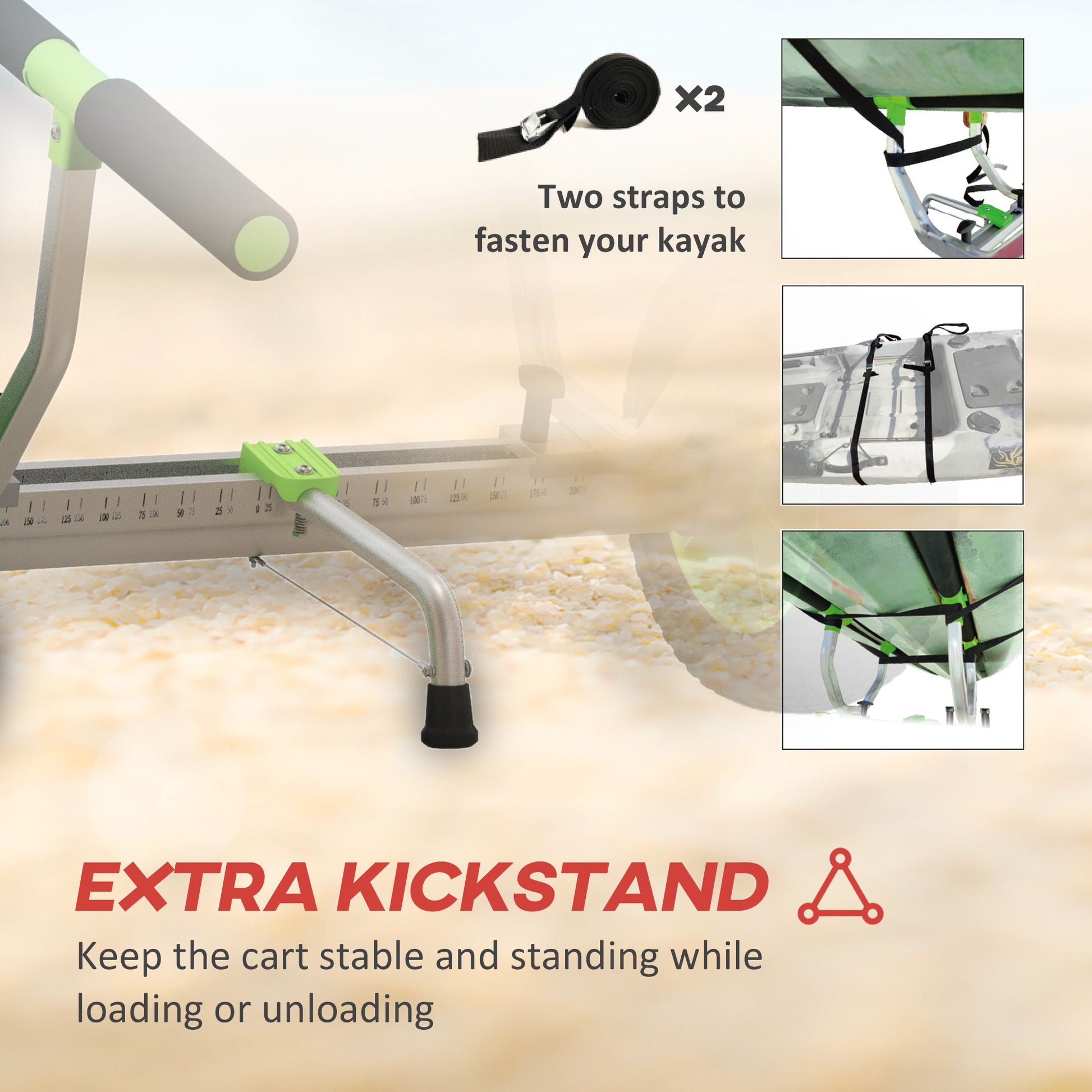 Soozier Kayak Cart Dolly Kayak Cart with Adjustable Width Green