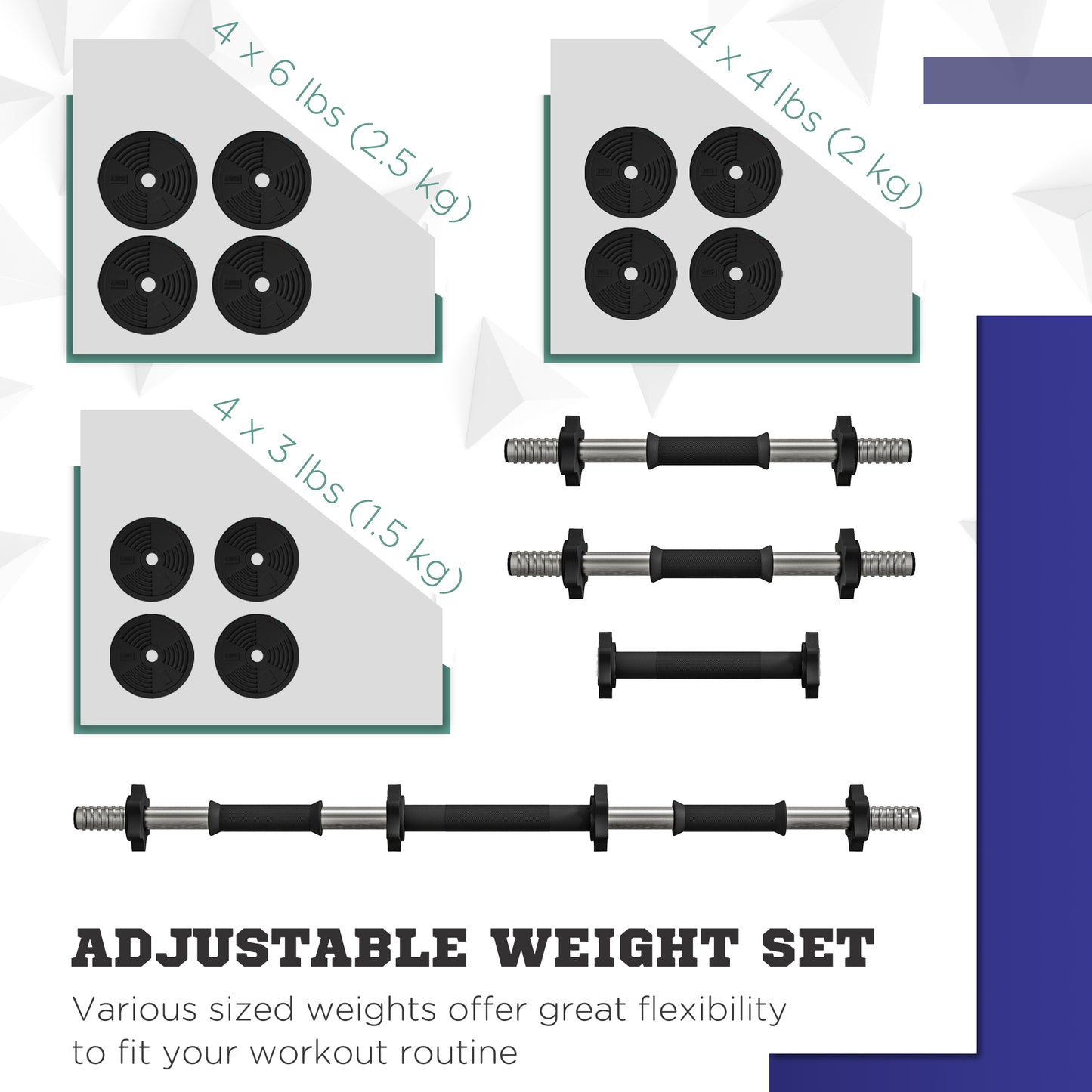 Soozier 55LBS 2-in-1 Adjustable Barbell & Dumbbells Set, Weights Set with Non-slip Handles for Men and Women Home Gym Training