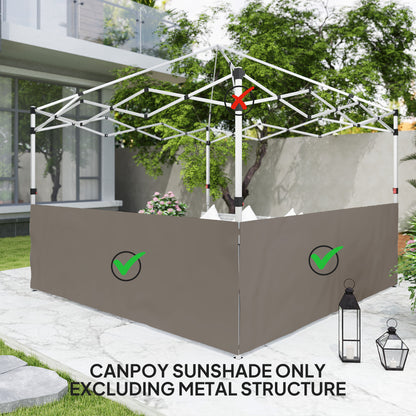 Canopy Sidewalls for 10' x 10' or 10' x 20' Pop up Canopy, 2 PCS Canopy Half Walls Only, Grey