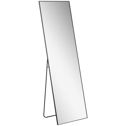 64"x20" Full Length Mirror, Floor Standing, Wall-Mounted or Leaning Against Wall Tall Mirror w/Support Frame, Rectangular Full Body Mirror for Bedroom, Living Room, Black