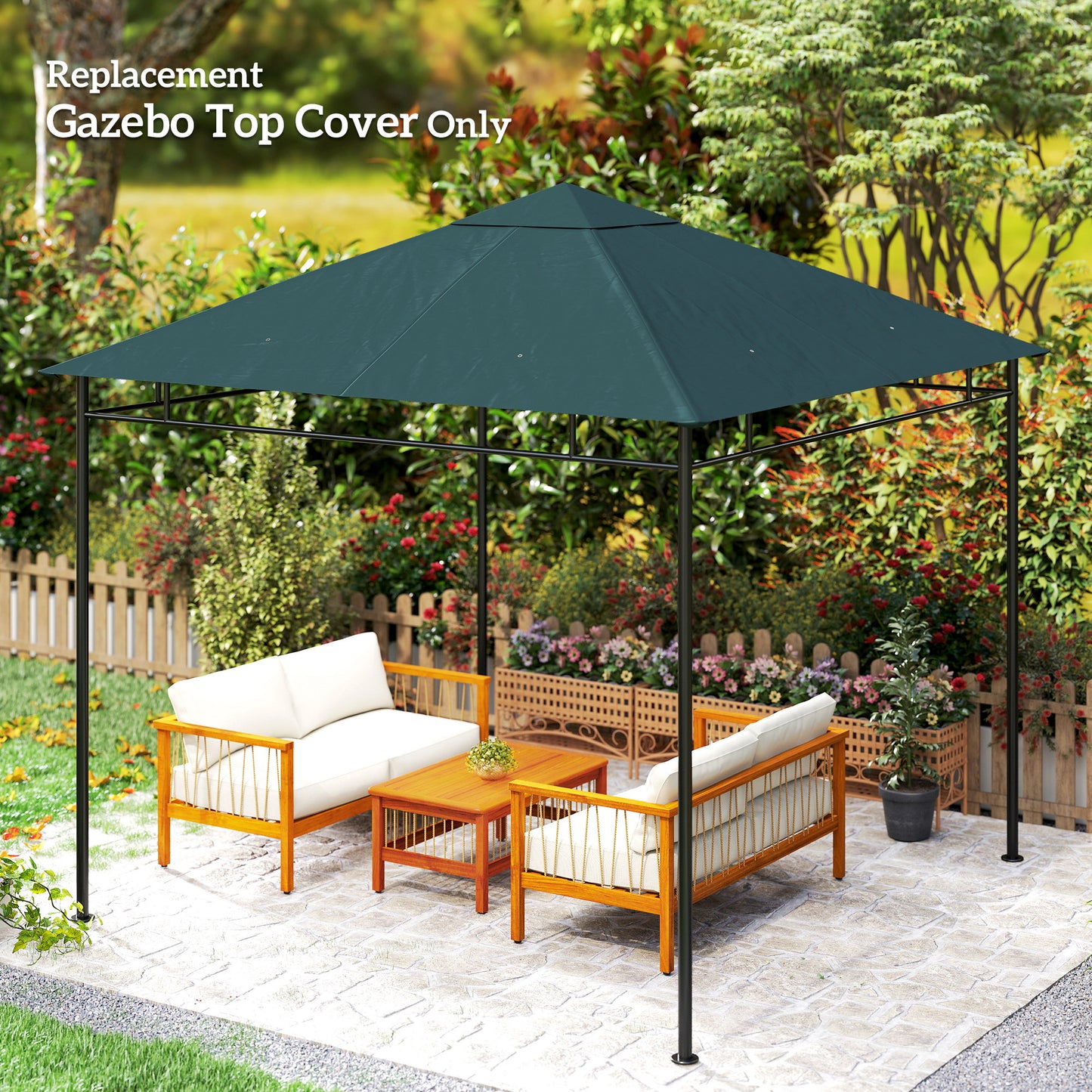 10' x 10' Square Gazebo Canopy Replacement UV Protected Top Cover Sun Shade Grey