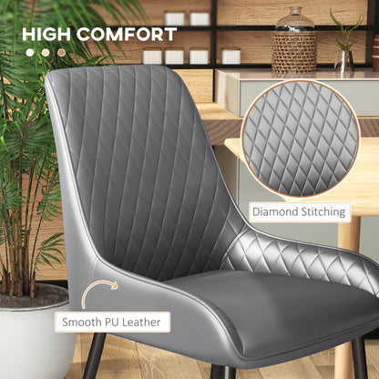 Upholstered Kitchen Chairs, Modern Dining Chairs Set of 4 with Diamond Tufting and Steel Legs for Dining Room, Grey