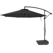 10FT Cantilever Umbrella with Fillable Base, Wind Strap and Cover, Offset Hanging Umbrella with Crank, UPF50+, Grey