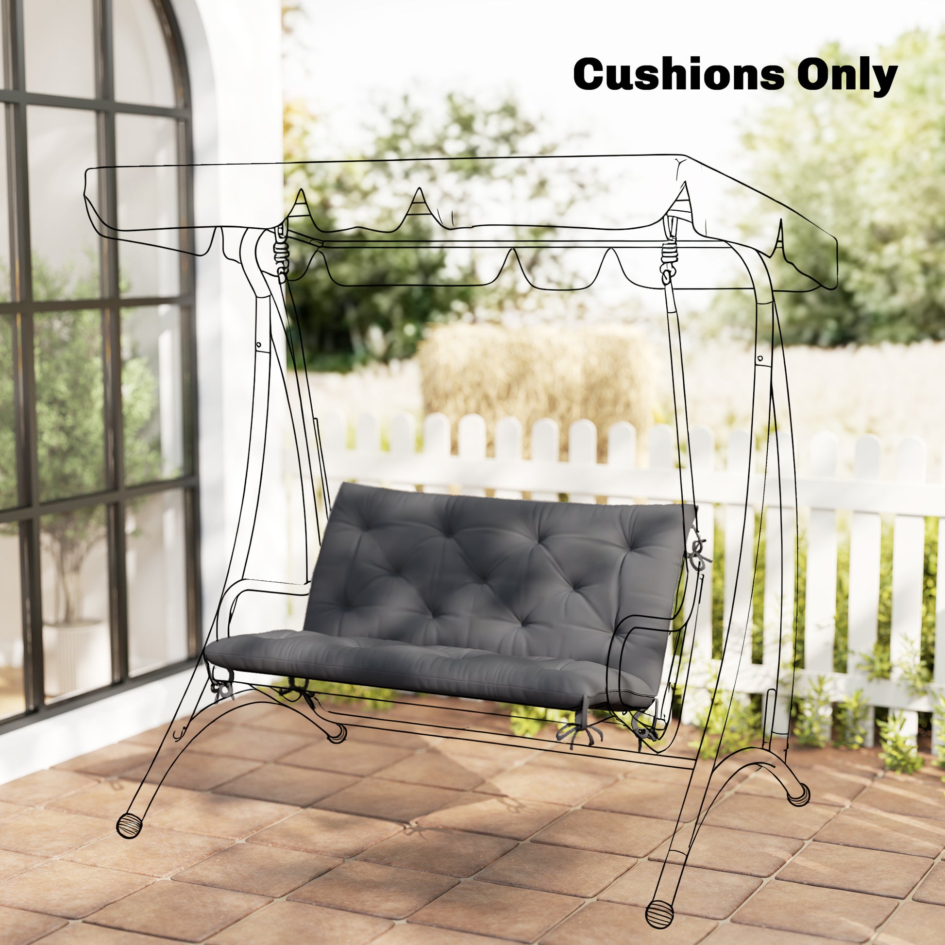 Porch Swing Cushion Garden Bench Cushion with Backrest, Non-Slip 2-seater Soft Pad, Swing Chair Mat Replacement for Indoor and Outdoor, 39.4" x 38.6", Dark Grey