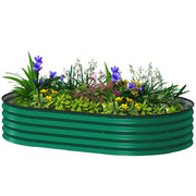 5' x 3' x 1' Large Outdoor Planter Box, Galvanized Raised Garden Bed with Metal Plant Stake, Green