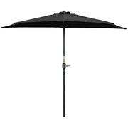 9ft Half Round Umbrella Outdoor Patio Garden Balcony Parasol Window Sun Shade w/ 5 Ribs Black