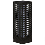 Wicker Solar Outdoor Lamp, Decorative Floor Lamp with Auto On/Off LED Lights, IP44 for Patio, Porch, Pathway, Black