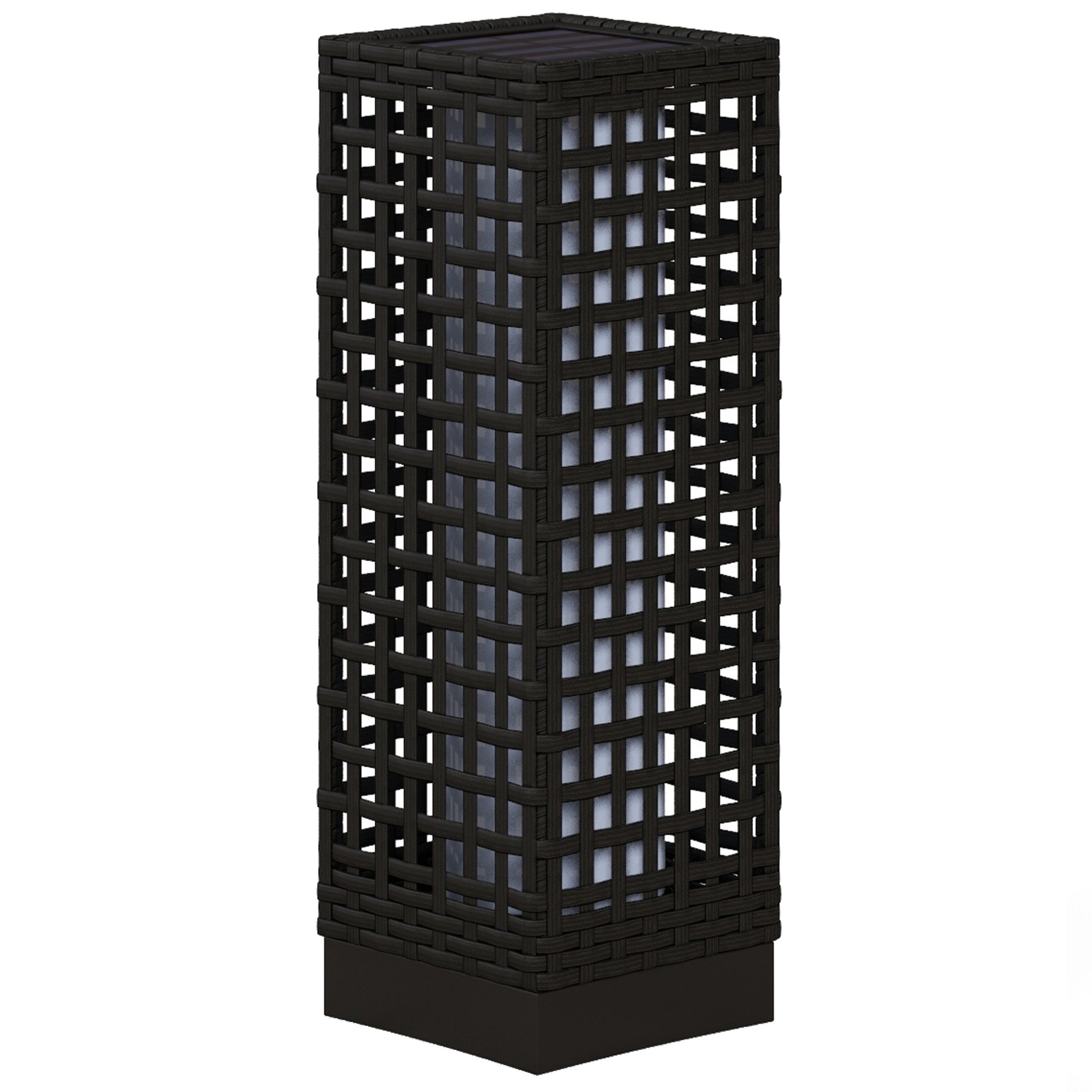 Wicker Solar Outdoor Lamp, Decorative Floor Lamp with Auto On/Off LED Lights, IP44 for Patio, Porch, Pathway, Black