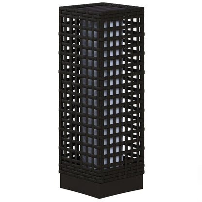 Wicker Solar Outdoor Lamp, Decorative Floor Lamp with Auto On/Off LED Lights, IP44 for Patio, Porch, Pathway, Black