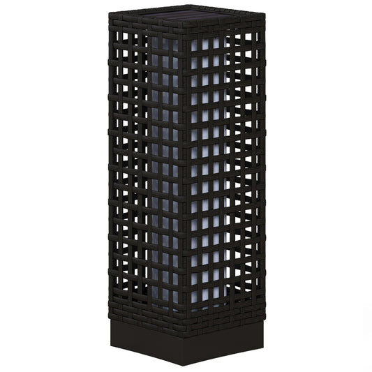Wicker Solar Outdoor Lamp, Decorative Floor Lamp with Auto On/Off LED Lights, IP44 for Patio, Porch, Pathway, Black
