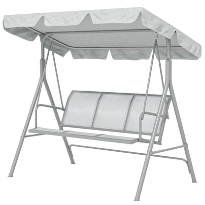 3-Seater Outdoor Swing Chair, Patio Swing, A Frame Porch Swing with Canopy, Garden Hammock Glider Bed, Light Grey