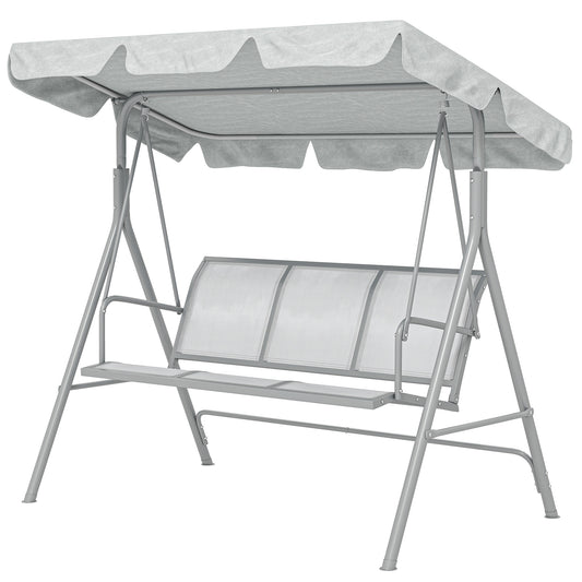 3-Seater Outdoor Swing Chair, Patio Swing, A Frame Porch Swing with Canopy, Garden Hammock Glider Bed, Light Grey