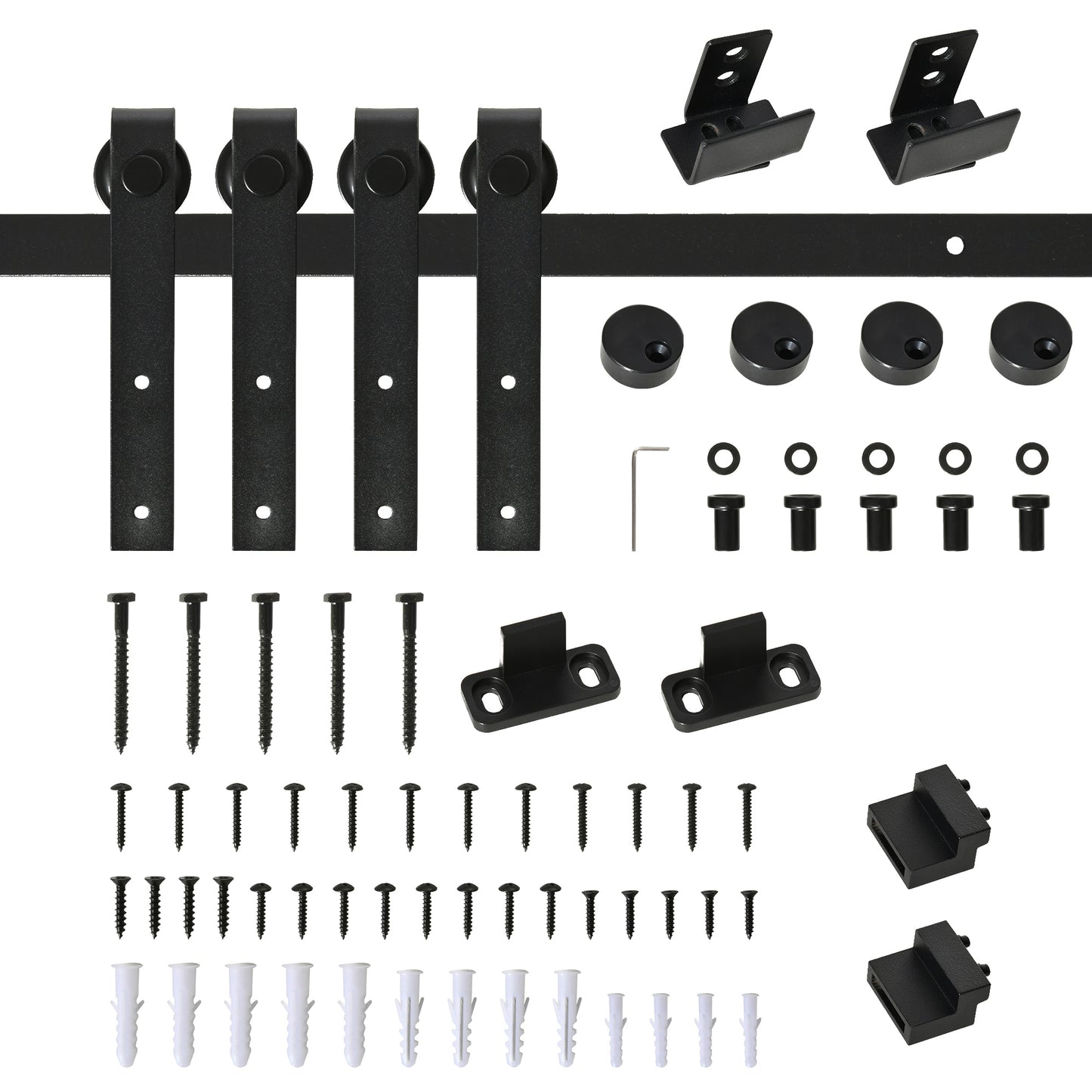 Mini Sliding Barn Door Hardware Kit for Double Doors, TV Stands, Cabinet Barn Door Hardware Kit, Fit 17.7" Wide Door Panel (J Shape), Black