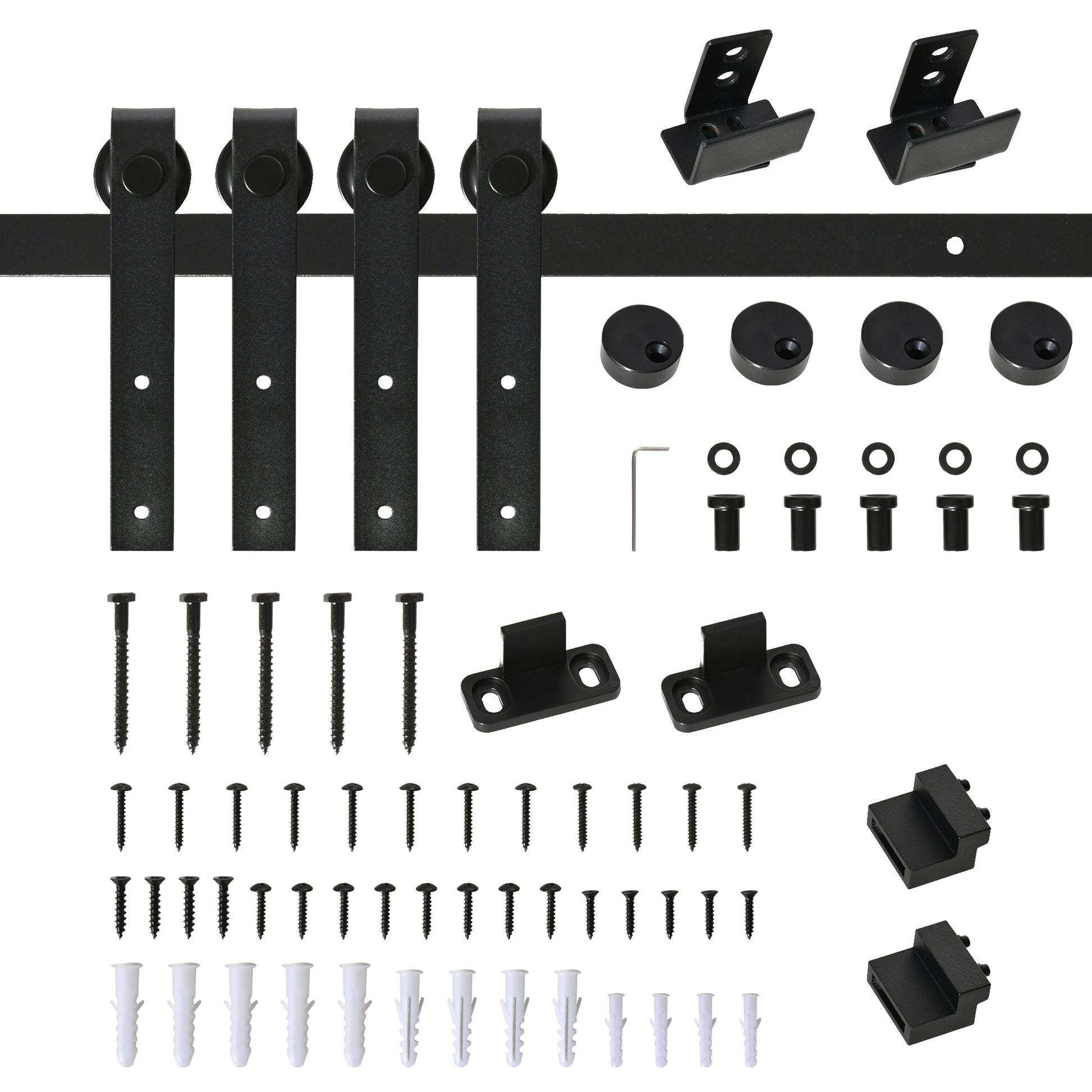 Mini Sliding Barn Door Hardware Kit for Double Doors, TV Stands, Cabinet Barn Door Hardware Kit, Fit 17.7" Wide Door Panel (J Shape), Black