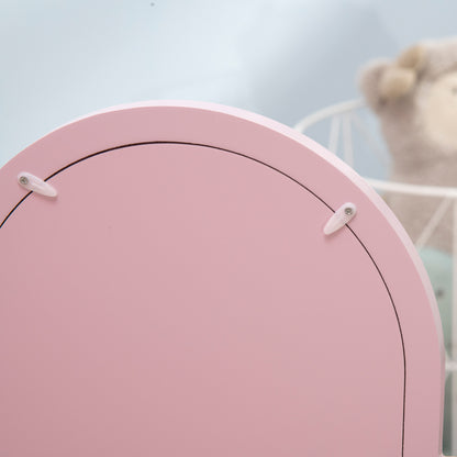 Qaba Kids Dressing Table and Chair Set, Girls Dressing Set, Makeup Desk with Drawer for 3-6 Years Old Kids, Pink