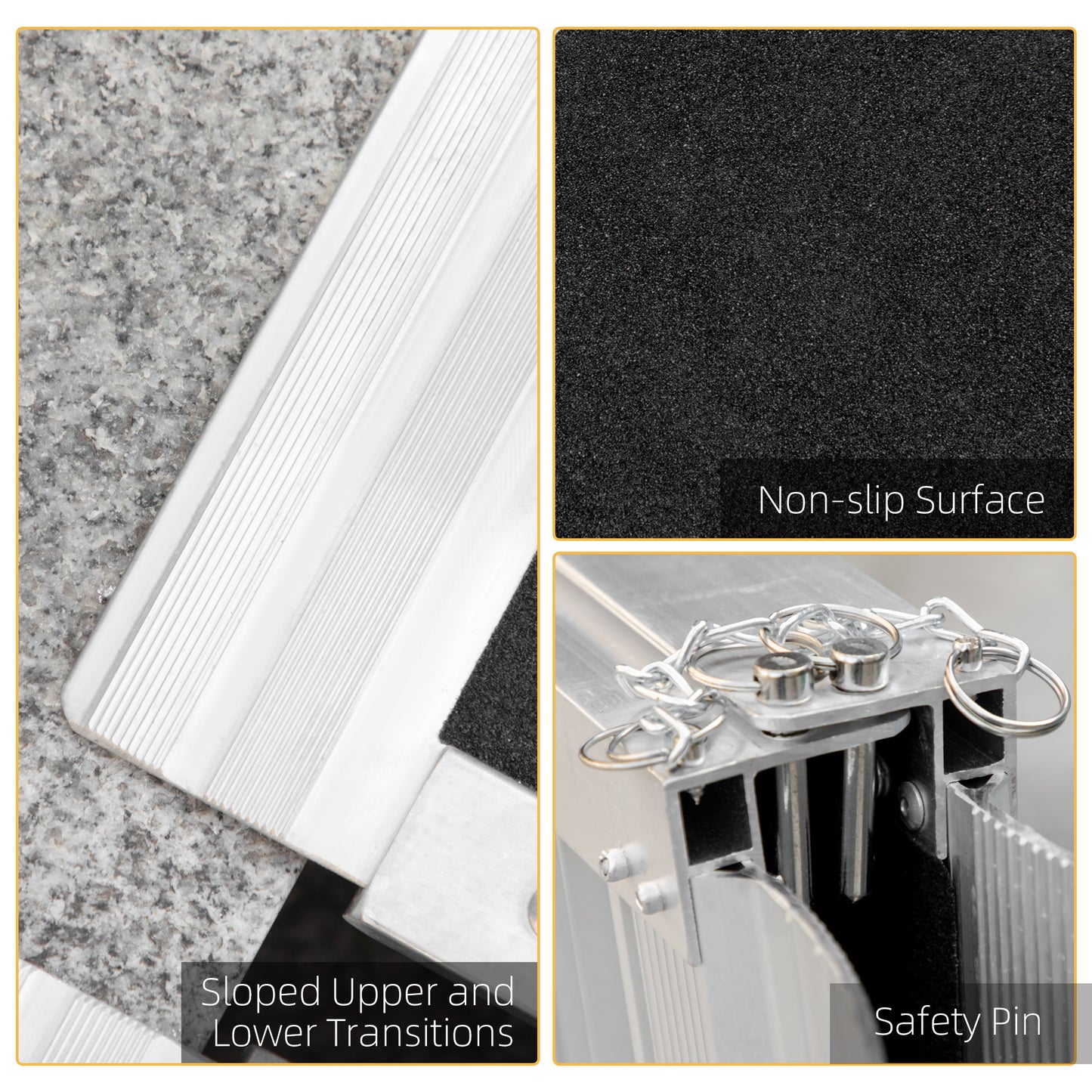 4' Portable Wheelchair Ramp Aluminum Threshold Mobility Single-fold for Scooter with Carrying Handle
