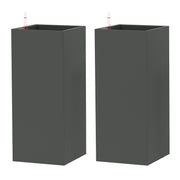 2 Pack Planter Box, 26 Inch Plastic Flower Pots with Water Level Indicator, Drainage Hole and Drain Plug, Dark Grey