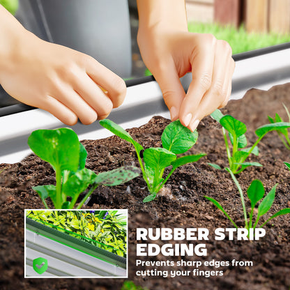Galvanized Raised Garden Bed, 4 x 3 x 1 ft Modular Metal Garden Beds with Rubber Strip Edging, Silver