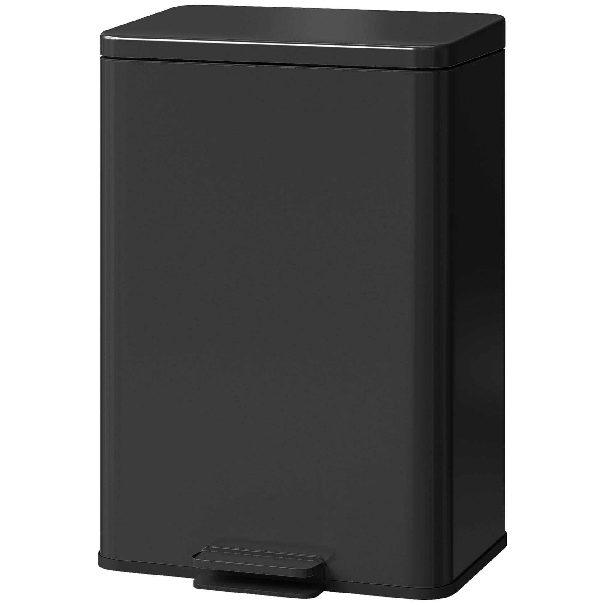 5.3 Gallon/20 L Garbage Bin with Soft Close Lid, Trash Can with Removable Inner Bucket for Kitchen, Office, Matte Black