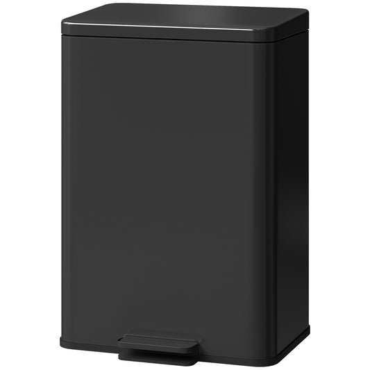5.3 Gallon/20 L Garbage Bin with Soft Close Lid, Trash Can with Removable Inner Bucket for Kitchen, Office, Matte Black