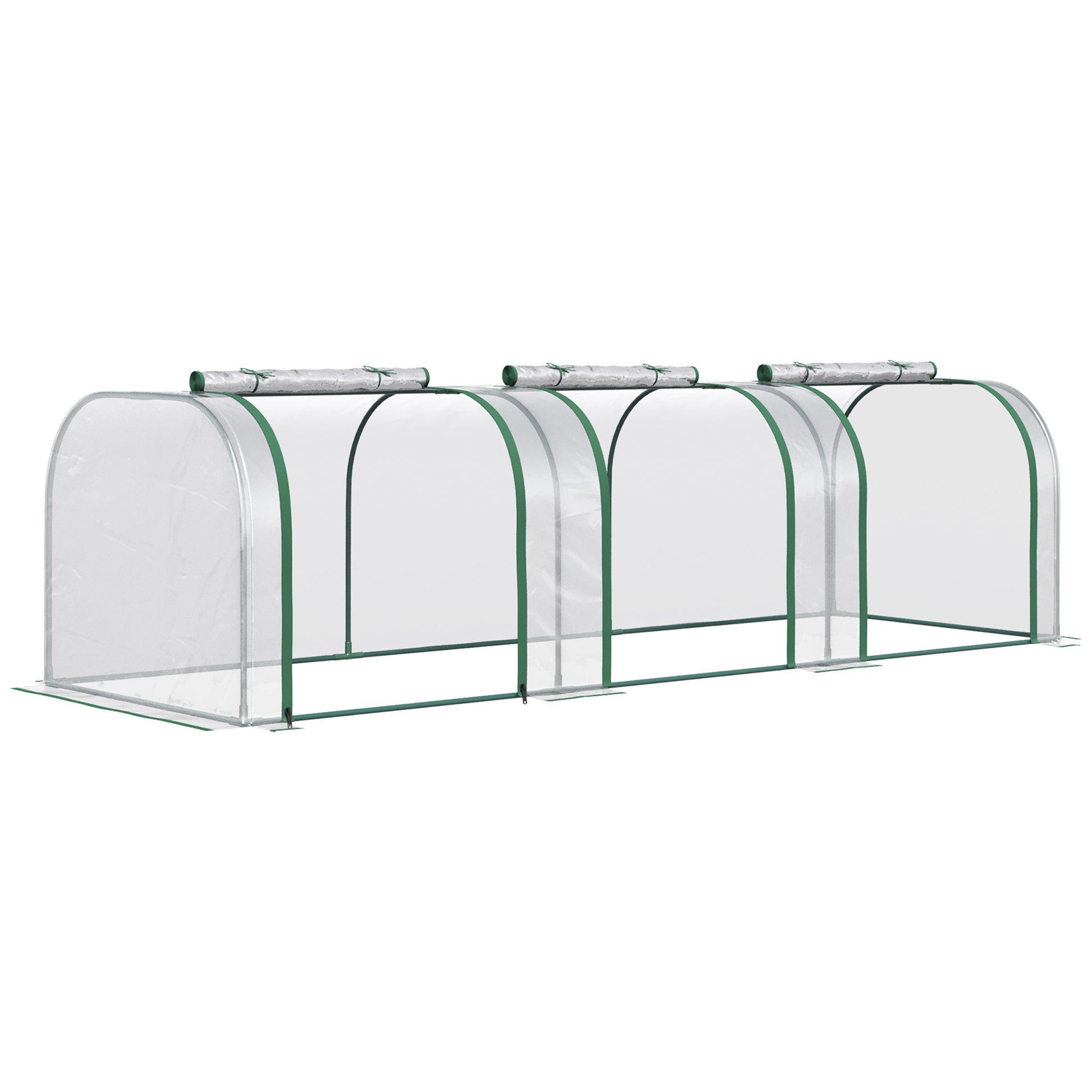 10' x 3' x 2.5' Portable Mini Tunnel Greenhouse with 3 Zipped Doors, Easy Assembly, Clear