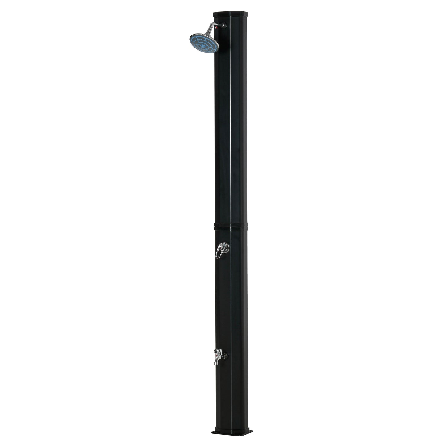 7ft Outdoor Solar Heated Shower with 360 Rotating Shower Head, Foot Shower Faucet, Temperature and Pressure Adjustable