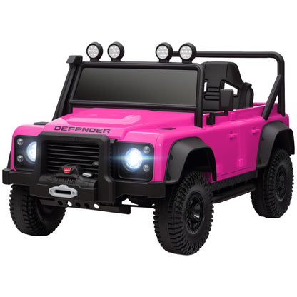 Qaba Land Rover Licensed Kids Ride on Truck with Remote Control, Spring Suspension, LED Lights, 3 Speed for Ages 3-5, Pink