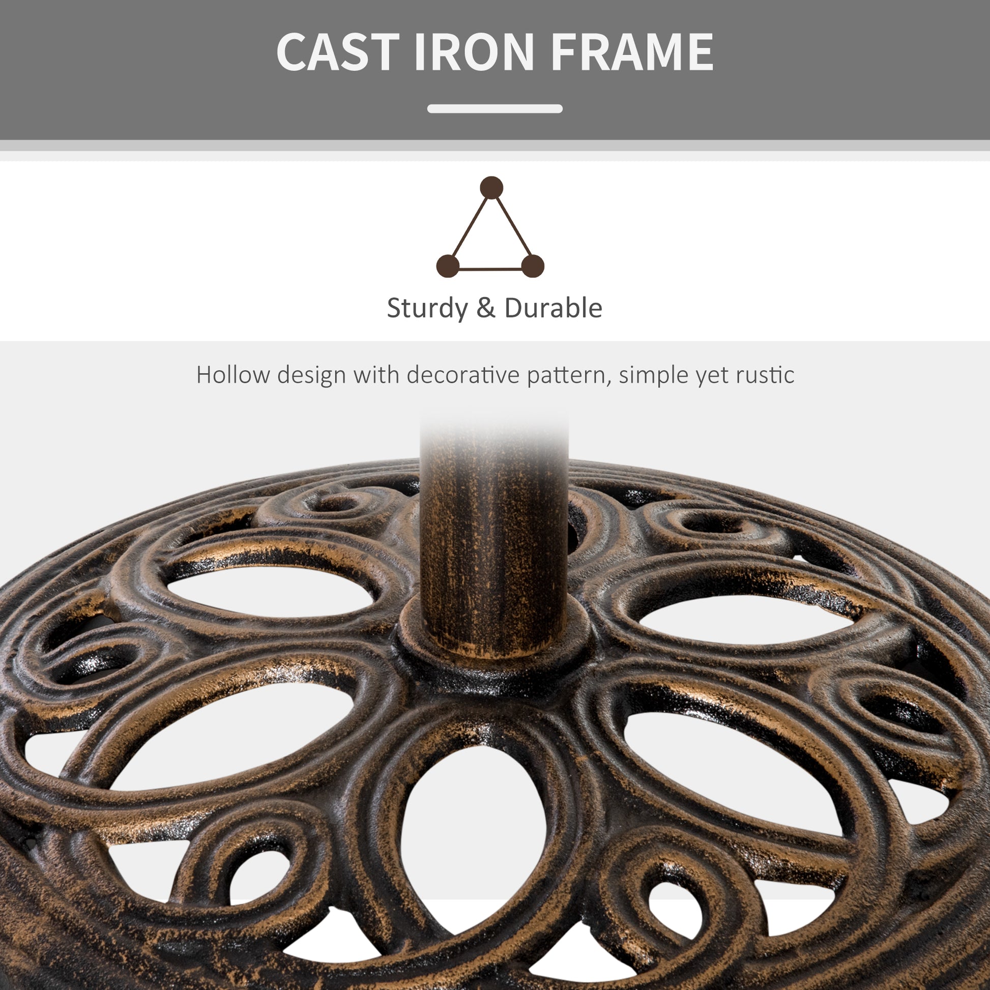 25lbs Cast Iron Round Patio Umbrella Base Stand, Umbrella Holder for Outdoor, Patio, Garden, Deck and Beach, Fit Dia. 1.5", 2" Pole, Bronze