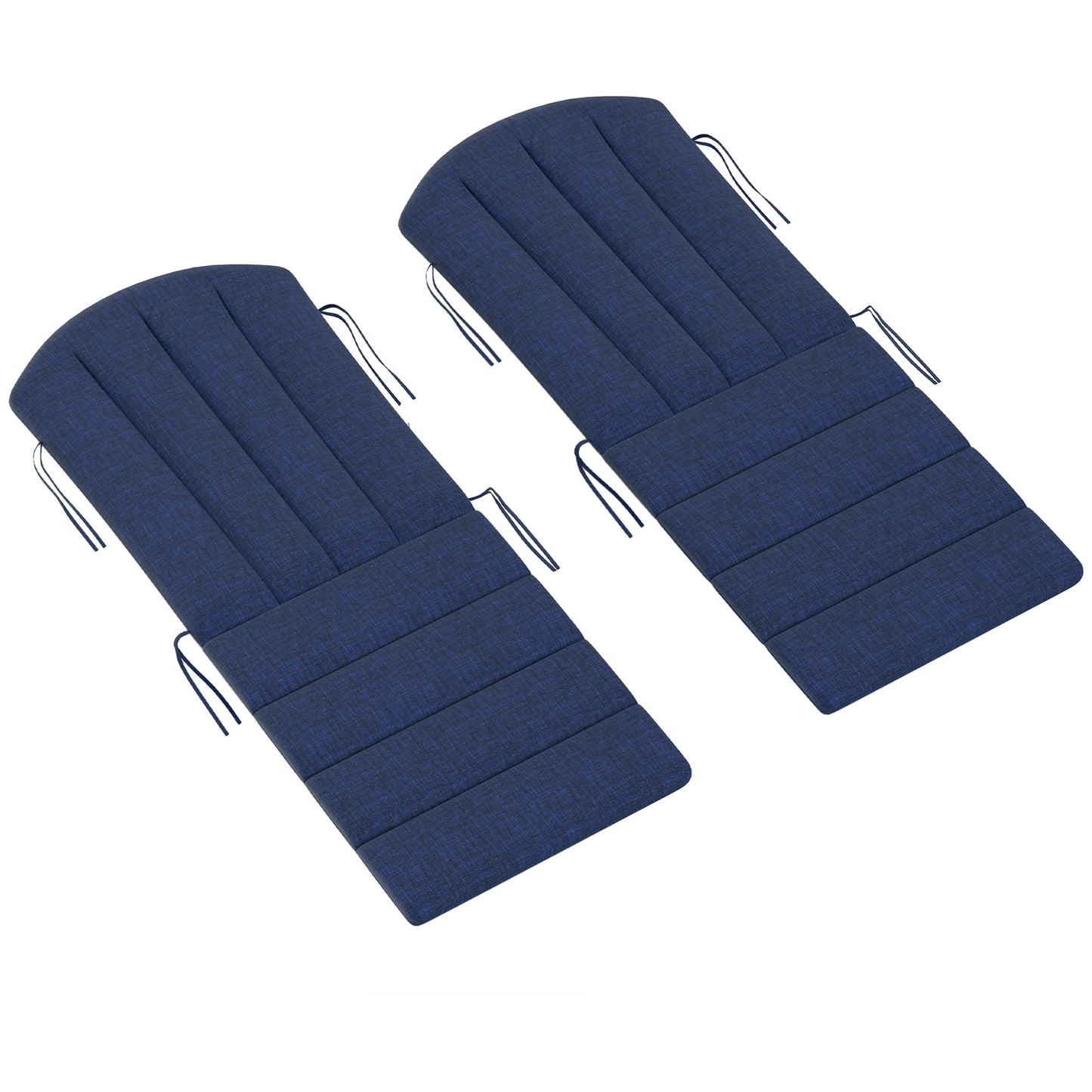 Set of 2 Patio Chair Cushions, High Back Adirondack Chair Cushion with Ties, High-Density Foam, Navy Blue