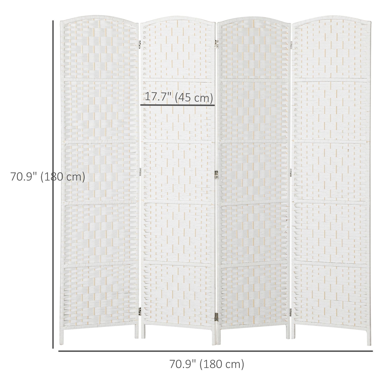 6ft Folding Room Divider, 4 Panel Wall Partition with Wooden Frame for Bedroom, Home Office, White