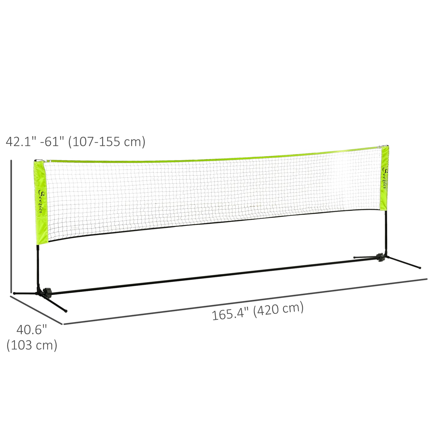 Soozier 14ft Badminton Net, Height Adjustable Outdoor Sports Net with Carry Bag, for Tennis, Pickleball and Volleyball, Yellow