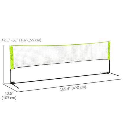 Soozier 14ft Badminton Net, Height Adjustable Outdoor Sports Net with Carry Bag, for Tennis, Pickleball and Volleyball, Yellow