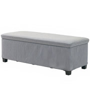 44 Inches Ottoman with Storage, Lid, Legs, Corduroy End of Bed Bench for Living Room, Bedroom, Entryway, Light Grey