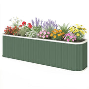 Galvanized Raised Garden Bed, Deep Root Planter Box, Outdoor Garden Bed with Plant Labels, 7' x 2' x 2', Light Green