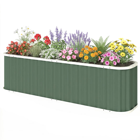 Galvanized Raised Garden Bed, Deep Root Planter Box, Outdoor Garden Bed with Plant Labels, 7' x 2' x 2', Light Green