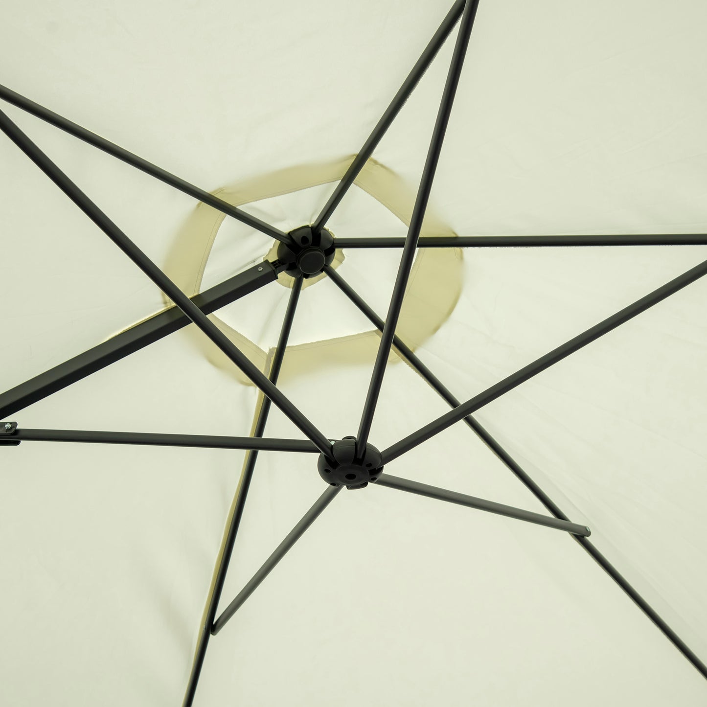 8.5FT Offset Patio Umbrella with 360° Rotation, Outdoor Cantilever Roma Parasol Hanging Sun Shade Canopy Shelter with Cross Base, Beige