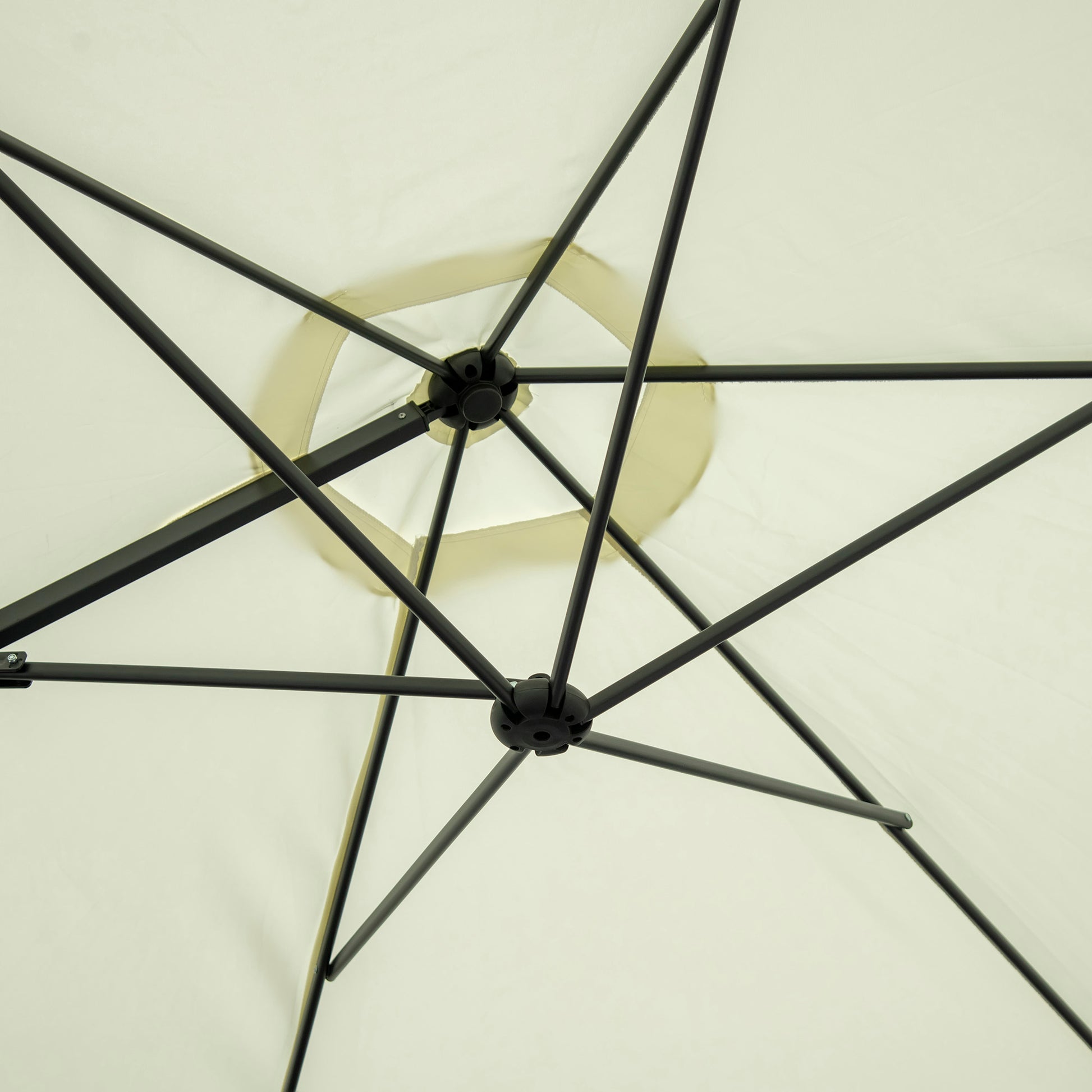8.5FT Offset Patio Umbrella with 360° Rotation, Outdoor Cantilever Roma Parasol Hanging Sun Shade Canopy Shelter with Cross Base, Beige
