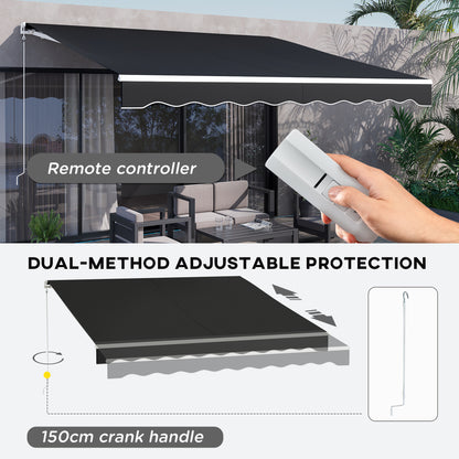 12'x10' Electric Retractable Awning, UV Protection Sun Shade Shelter w/ Remote Controller for Deck Balcony Yard, Black