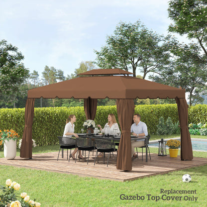 13' x 10' Gazebo Replacement Canopy, Gazebo Top Cover with Double Vented Roof for Garden Patio(TOP ONLY), Coffee