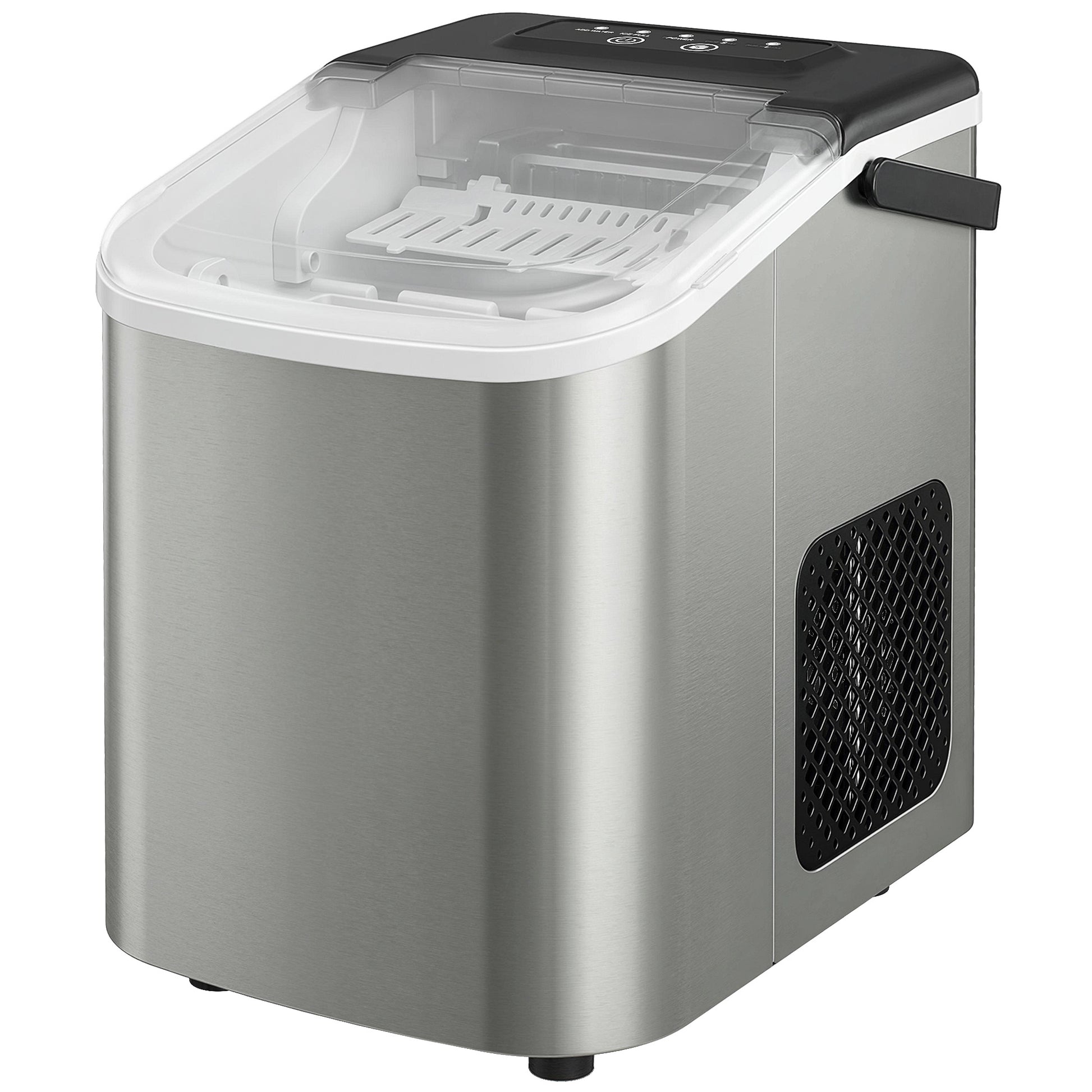 Portable Ice Maker Countertop, Self-Cleaning Ice Machine with 2 Bullet Ice Sizes, Ice Scoop, Silver