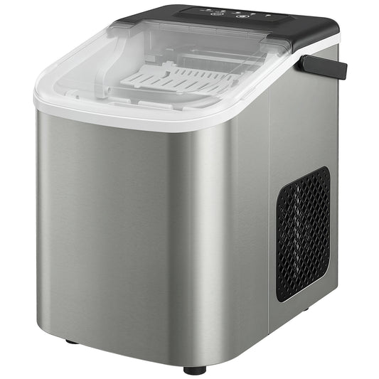 Portable Ice Maker Countertop, Self-Cleaning Ice Machine with 2 Bullet Ice Sizes, Ice Scoop, Silver