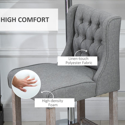 Set of 2 40Inch Button Tufted Bar stools High Counter Dining Height Chairs Grey