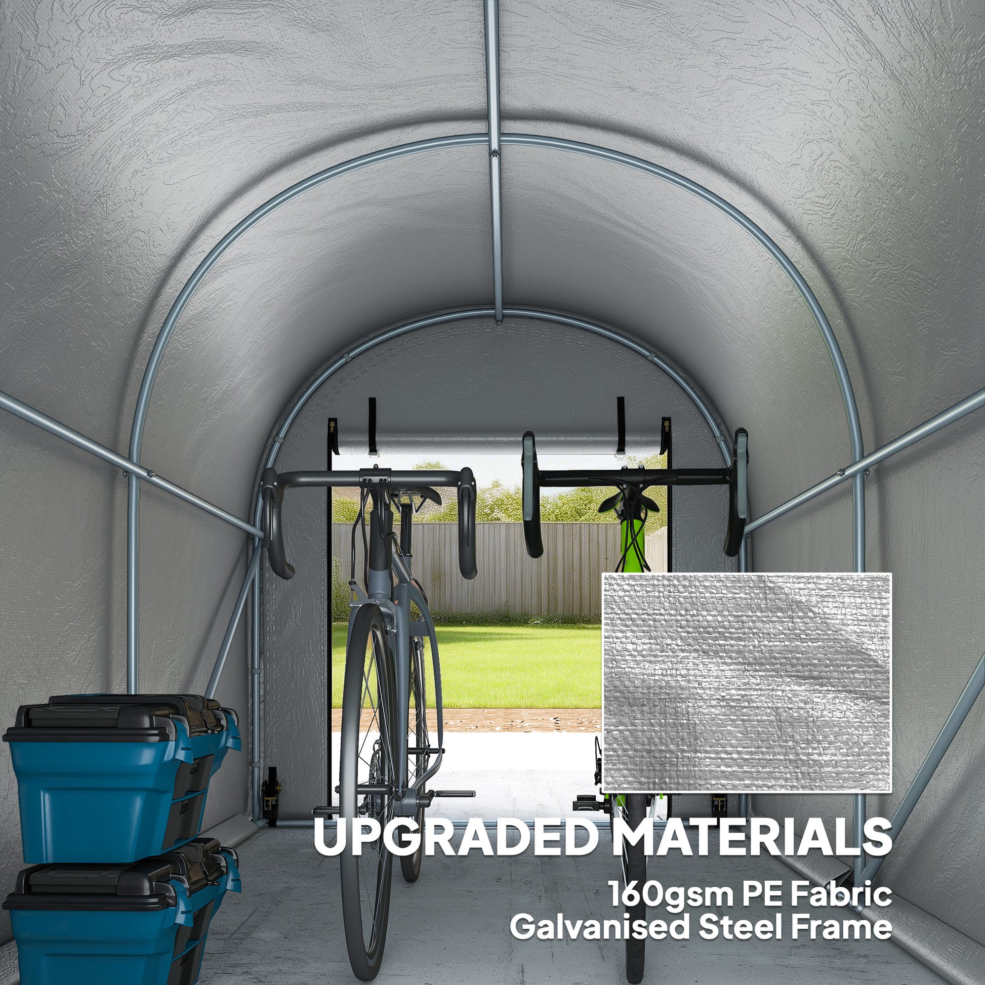 8' x 5' Portable Shed, Water-Resistant Bike Tent with Roll-up Zipper Door and Galvanized Metal Frame for Bike
